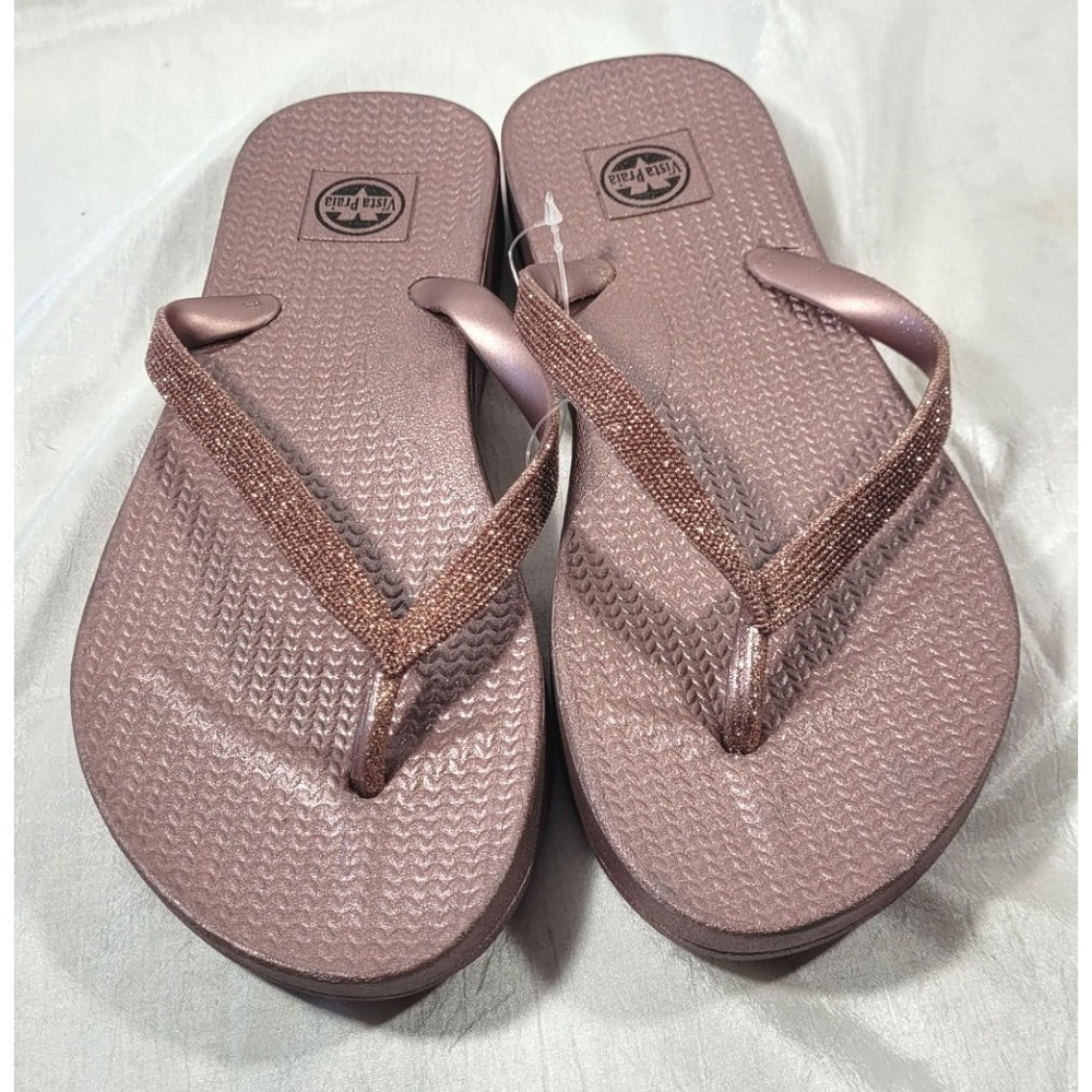 Vista Praia Women's Sparkly Glitter‎ Flip Flops - Purple - US Size 8, EU Size 39